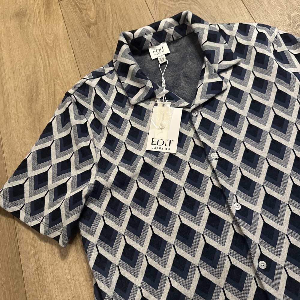 Edit Jason Wu Men's Geo Design City SS Button Down Shirt Small‎ NEW
